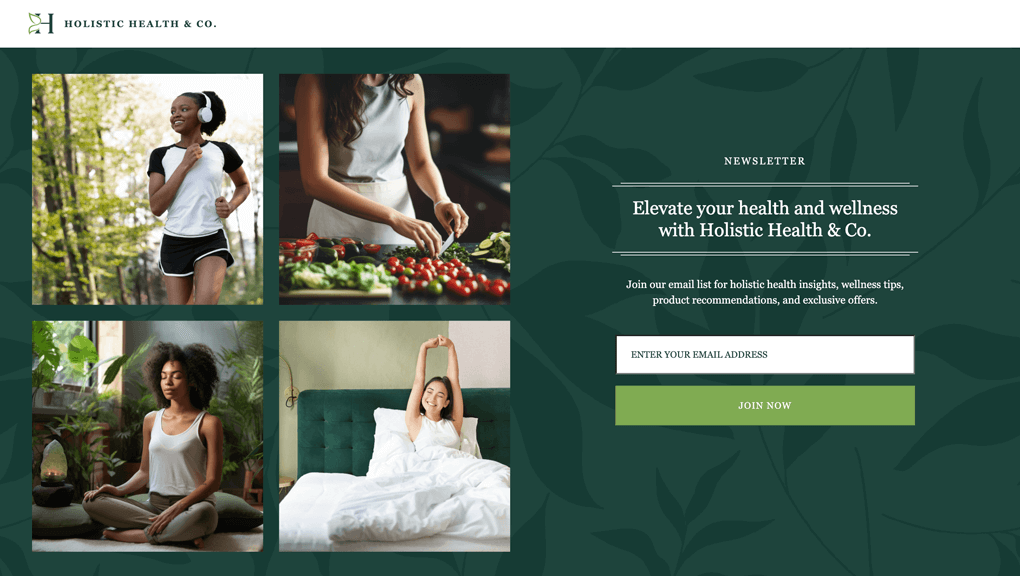 Free Landing Page Template Email Signup Form - Health & Wellness