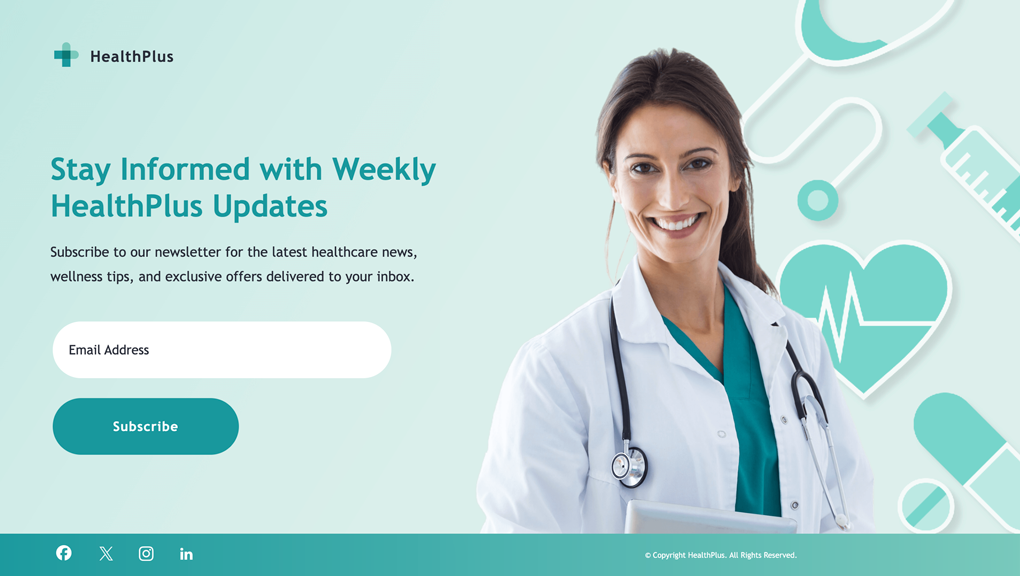 Free Landing Page Template Email Signup Form - Healthcare