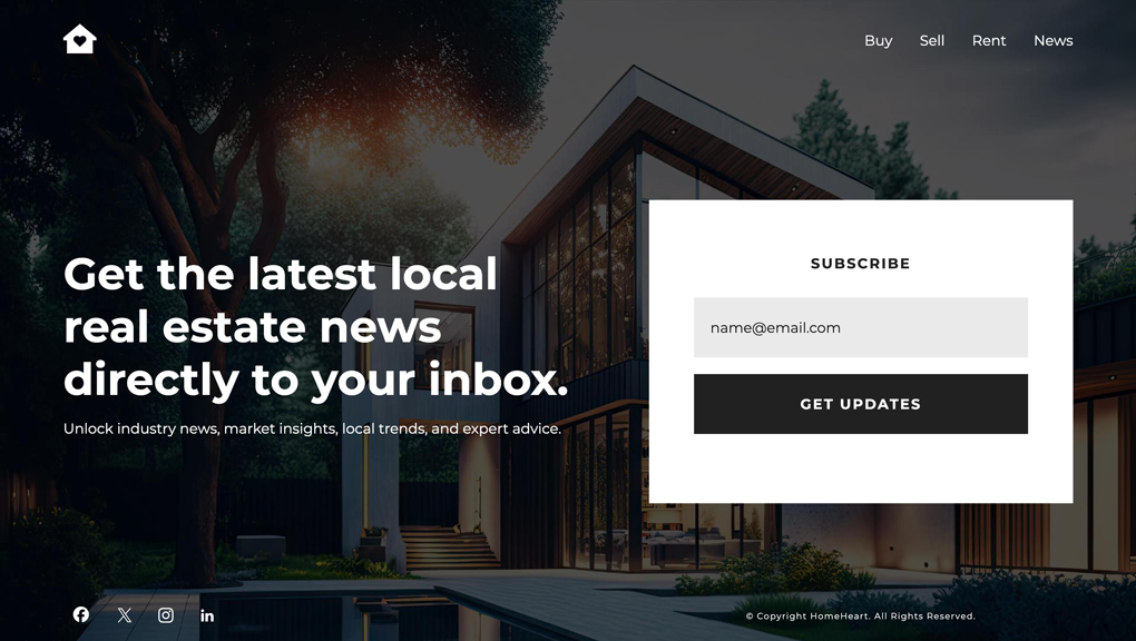 Free Landing Page Template Email Signup Form - Real Estate