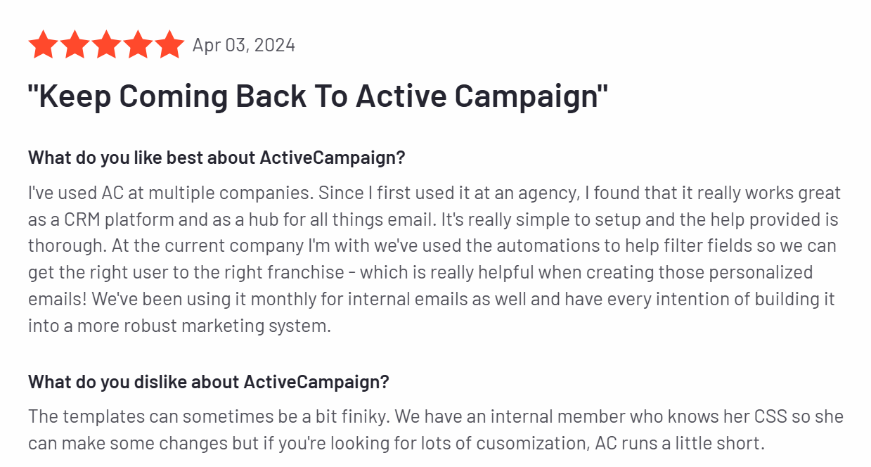 ActiveCampaign review