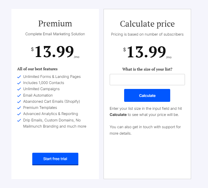 Mailmunch pricing