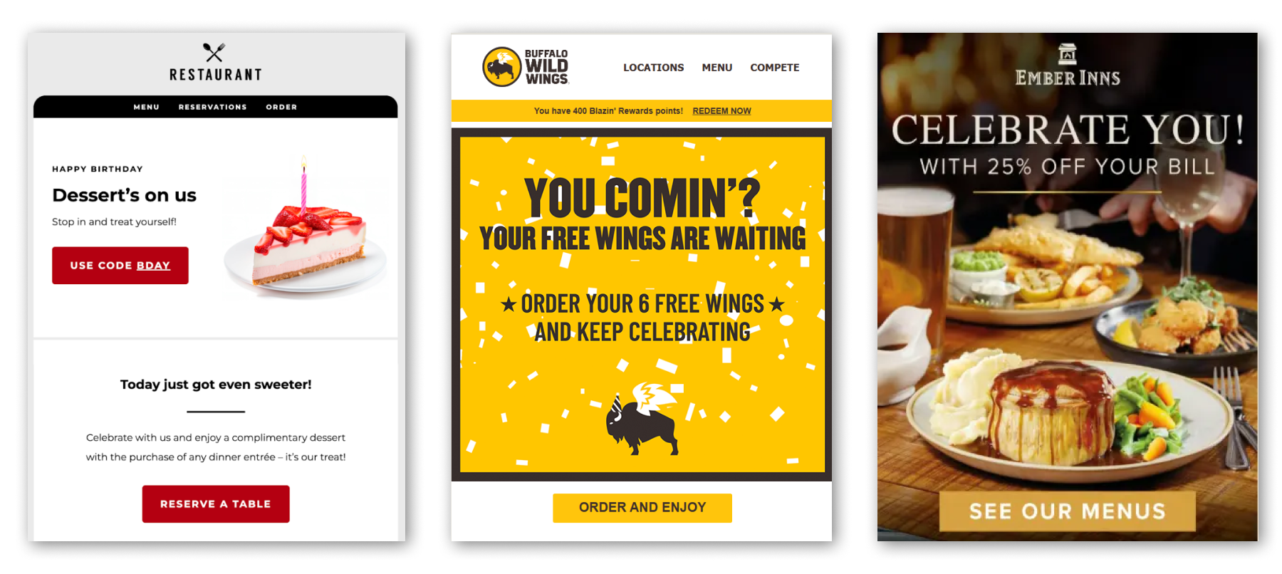 Birthday email marketing examples for restaurants