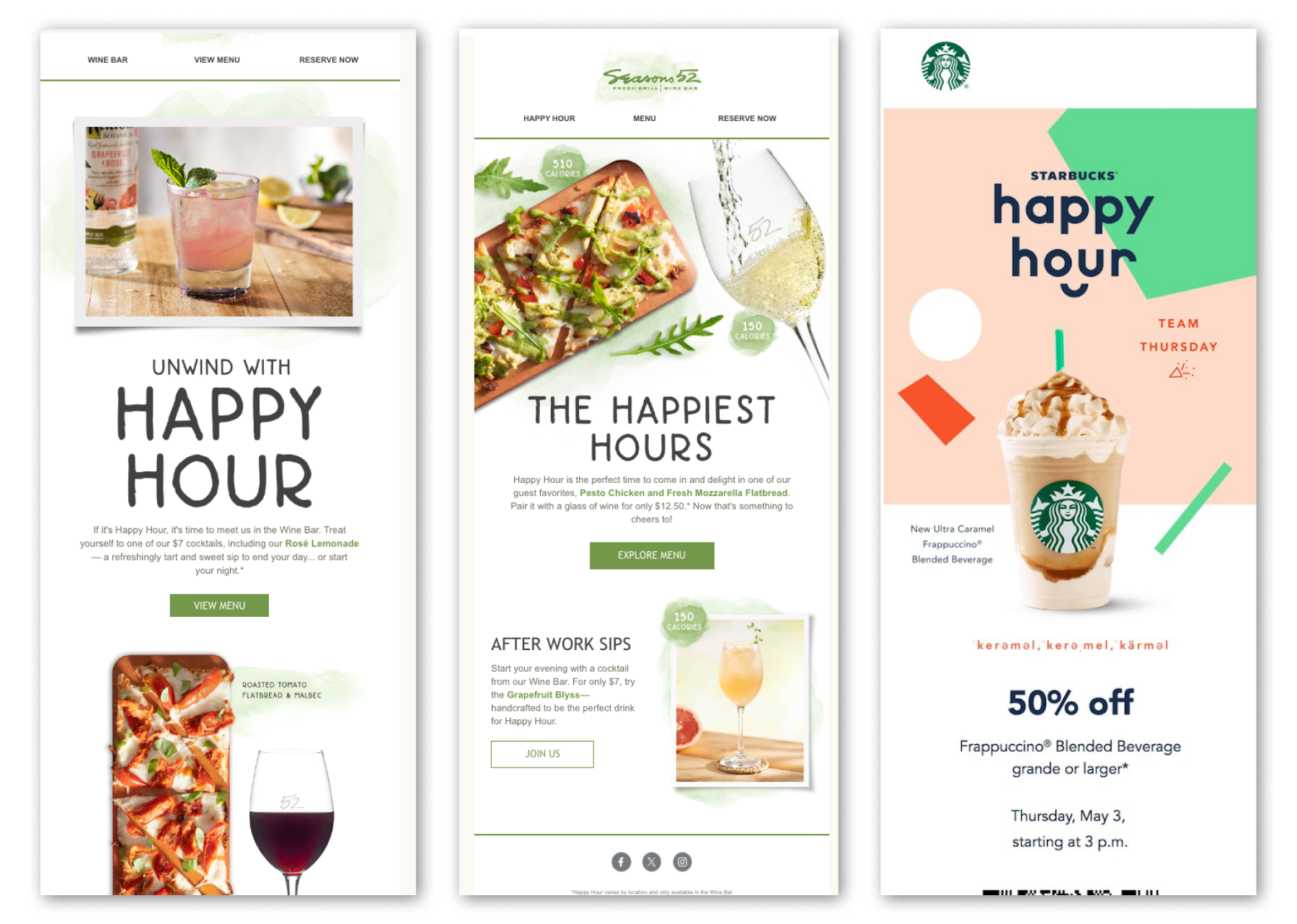 Happy Hour Alert email marketing examples for restaurants