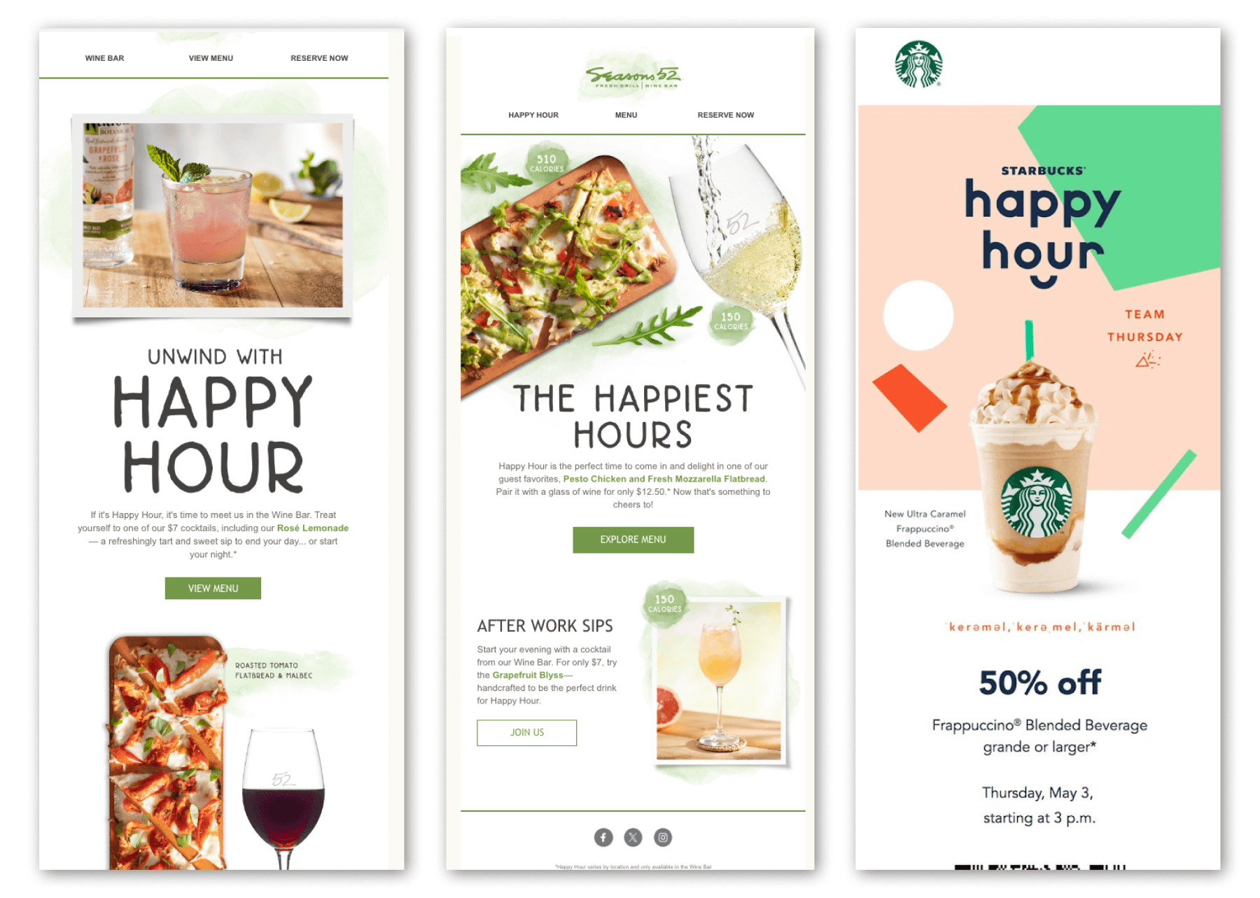 Happy hour email marketing examples for restaurants