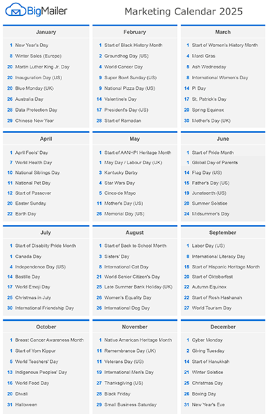 Marketing Calendar 2025