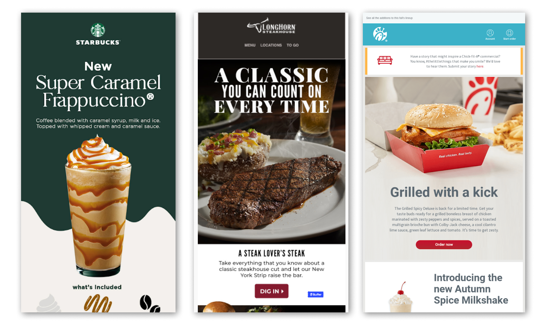 Share Menu Items email marketing examples for restaurants