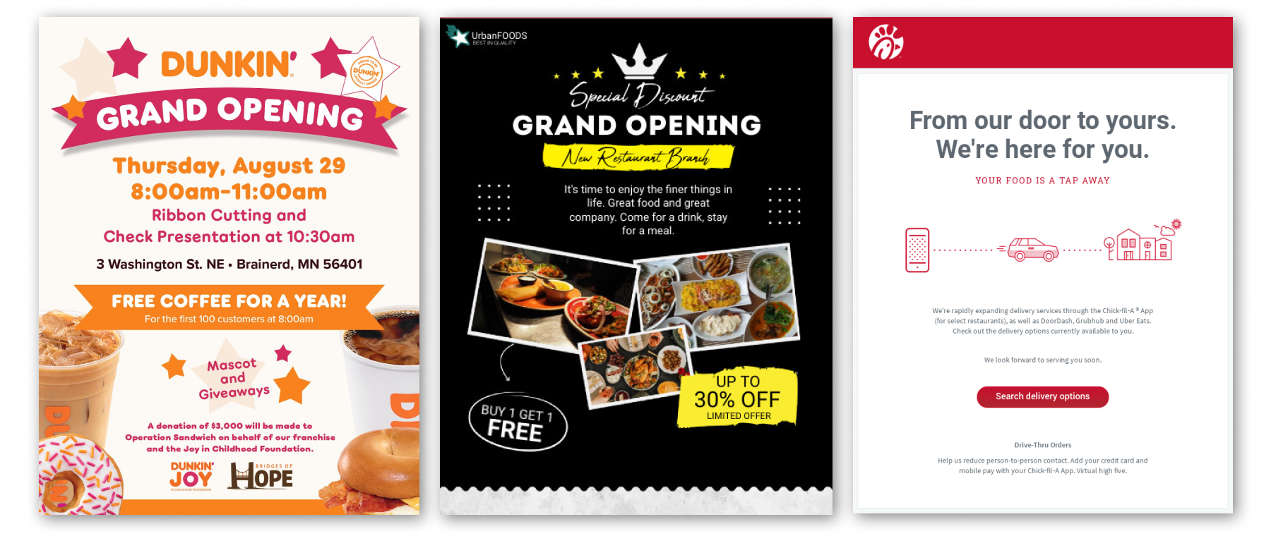 New Location Opening Near You email marketing examples for restaurants