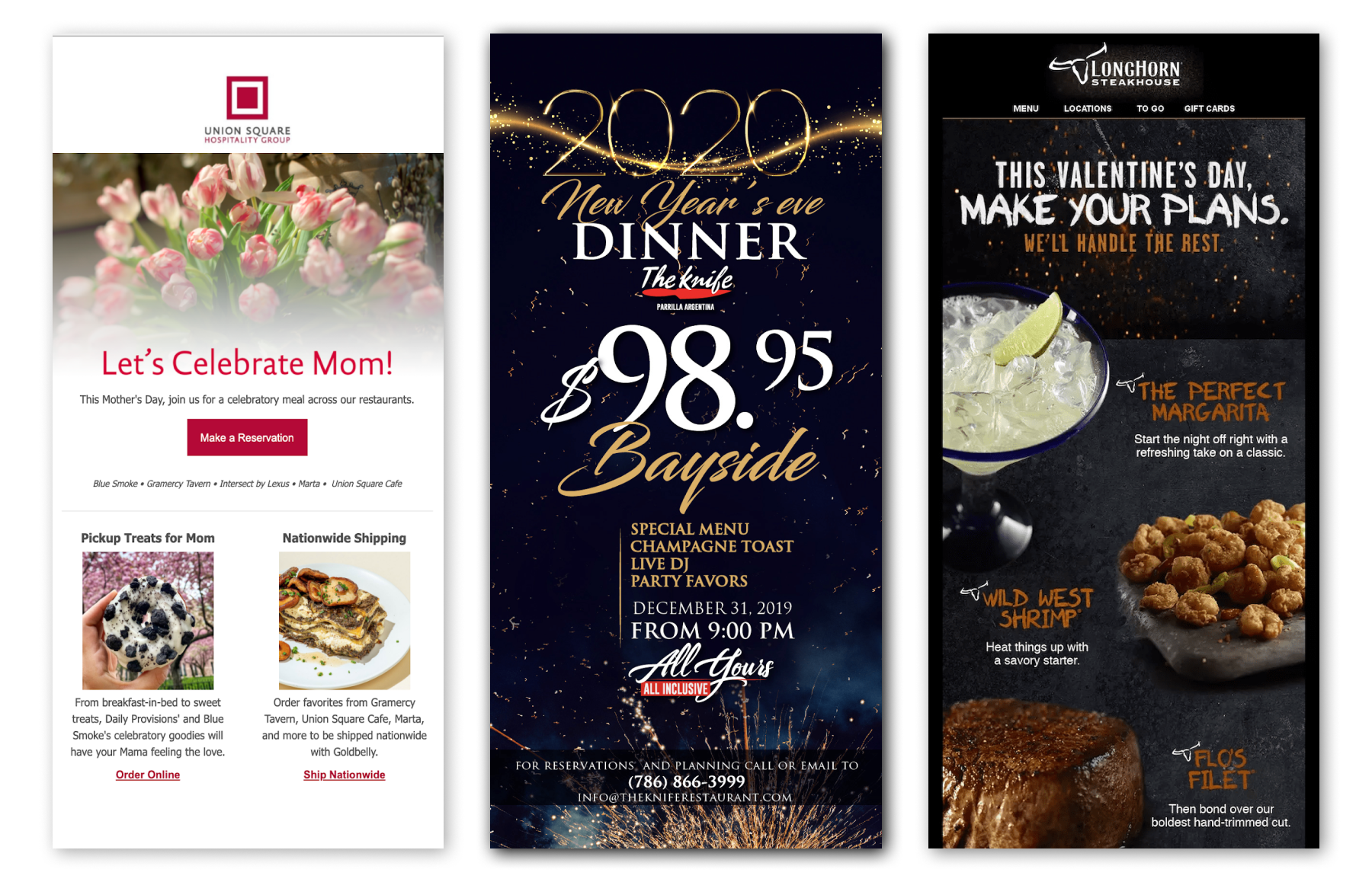 Seasonal Reservations email marketing examples for restaurants