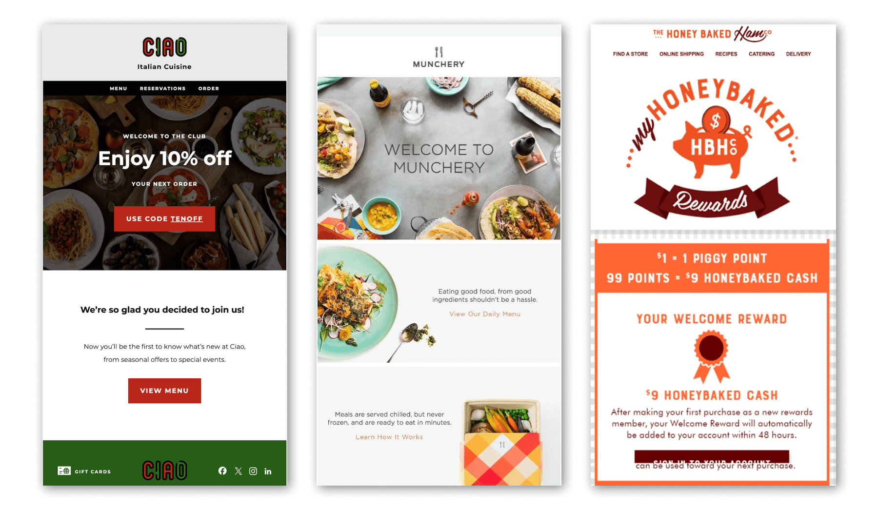 Welcome email marketing examples for restaurants