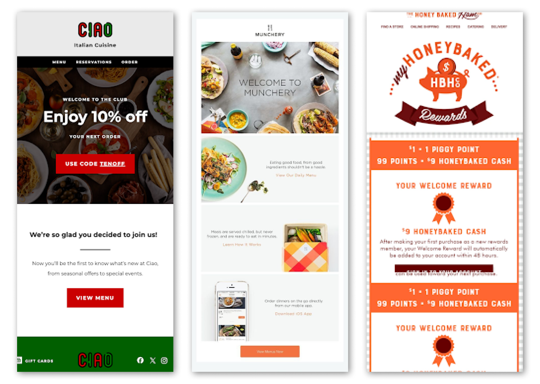 Welcome email marketing examples for restaurants